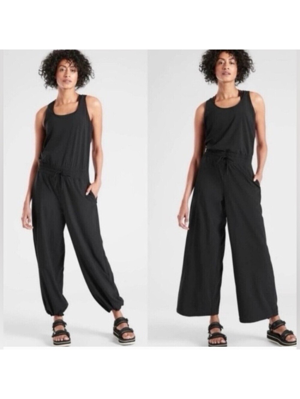 Athleta Jumpsuit Size 8 Black Wide Leg Adjustable